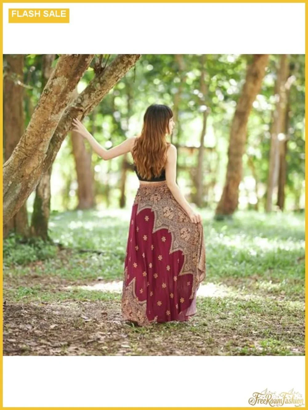 Boho Maxi Skirt Women 100% Rayon Convertible Dress Elastic Waist Flowy Hipster
